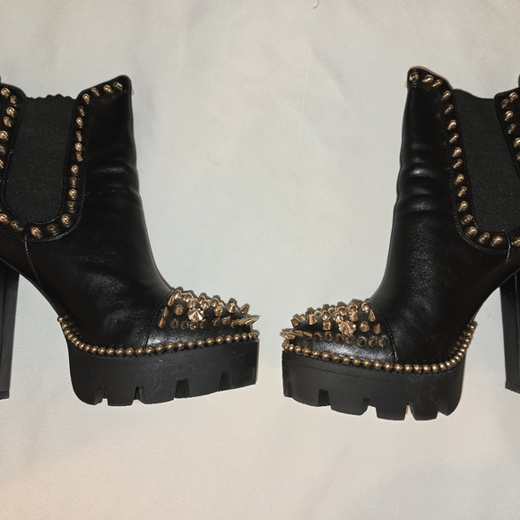 EGO Domino Gold Stud Black Platform Boots - Picture 16 of 16